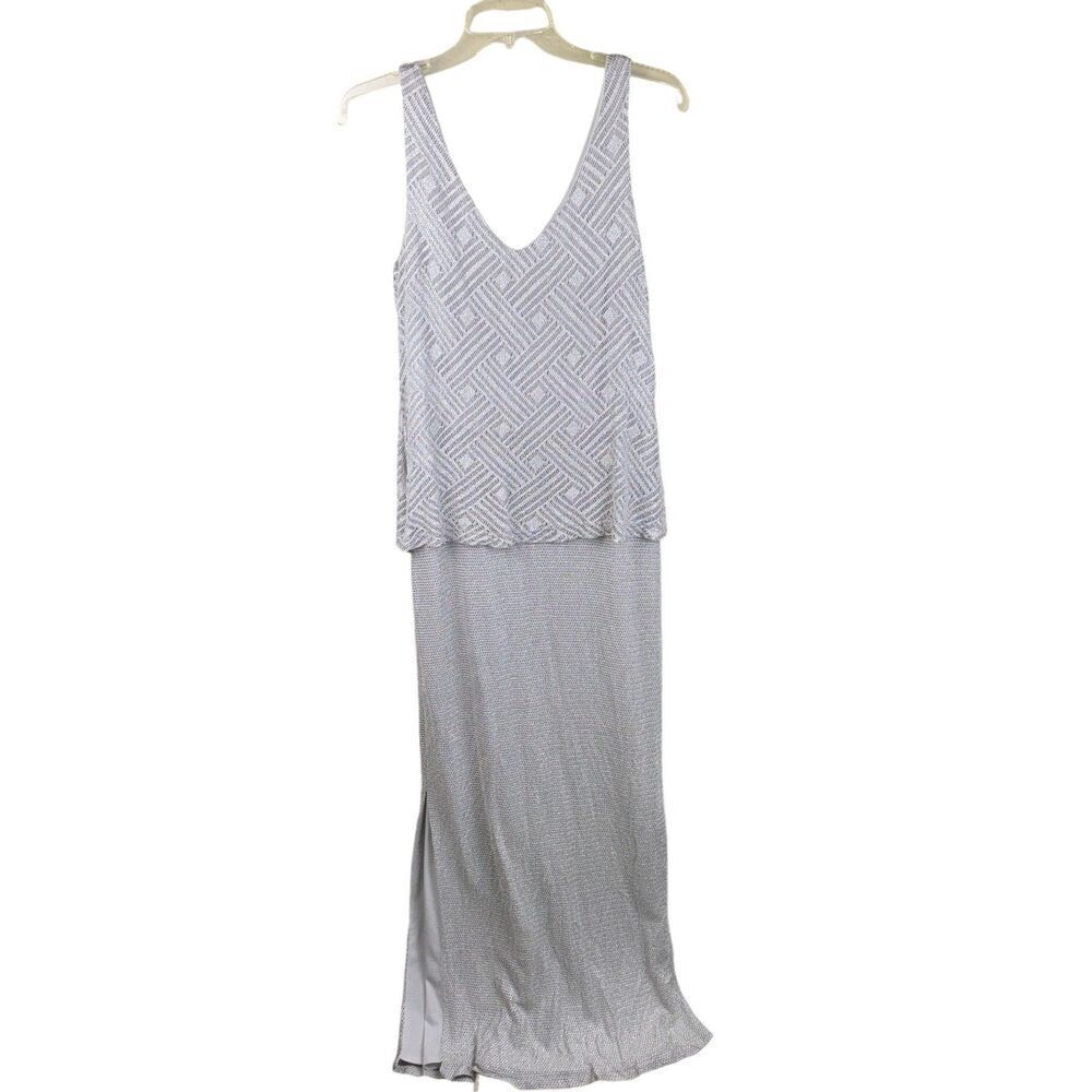 Jeffrey & Dara Evenings by Tom Barra Womens Silver Full Formal Dress Size 14